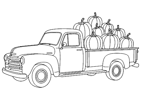 nákladní auto s dýněmi Coloring Page