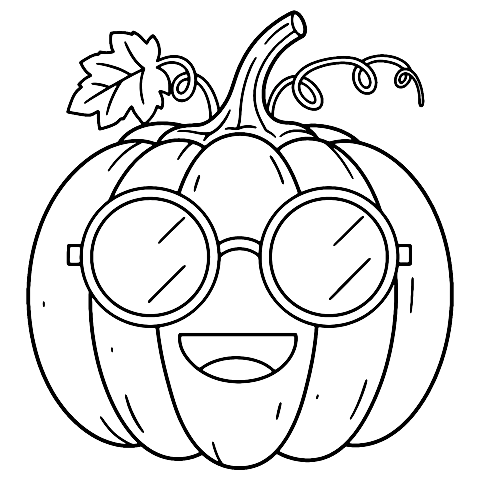 Pumpkin wearing glasses Coloring Page