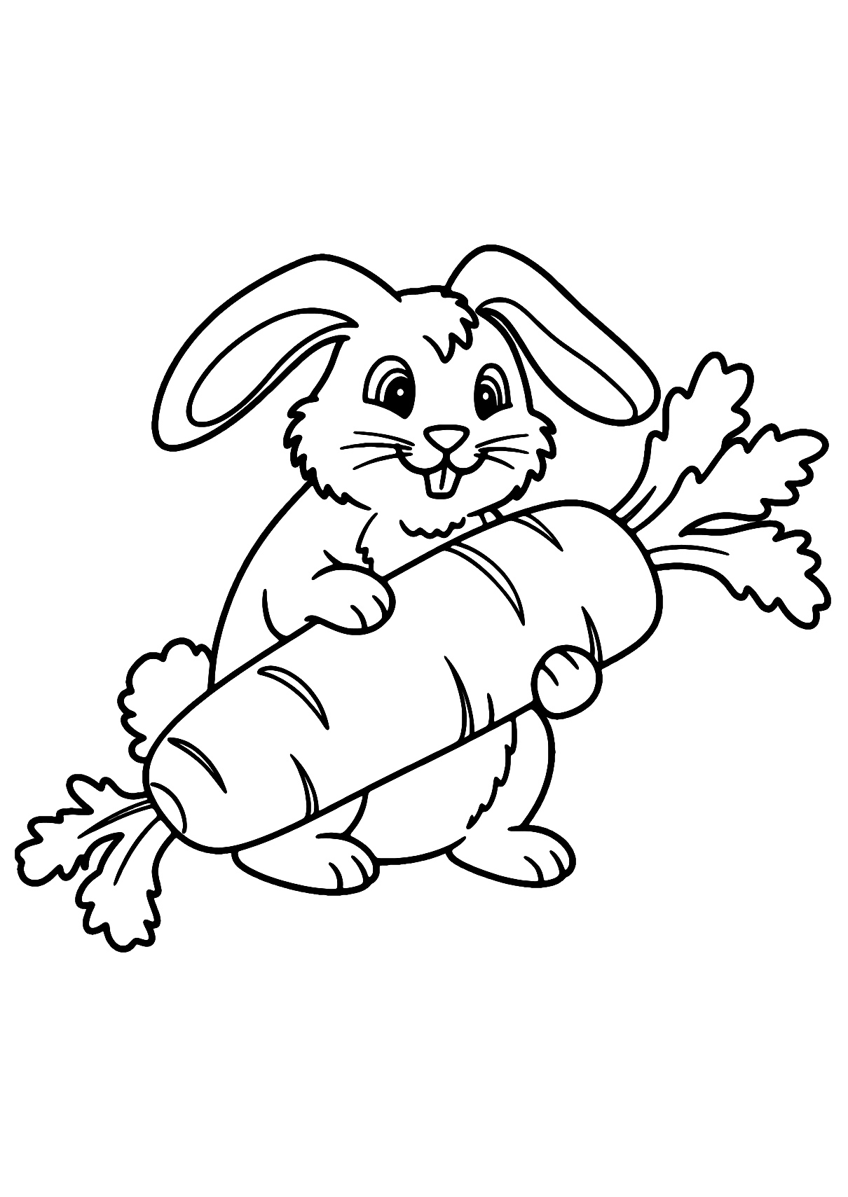 Rabbit Eating Carrot Coloring Page