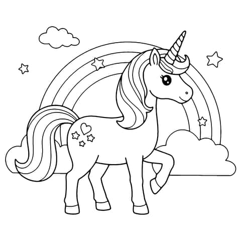 unicorn curcubeu Coloring Page