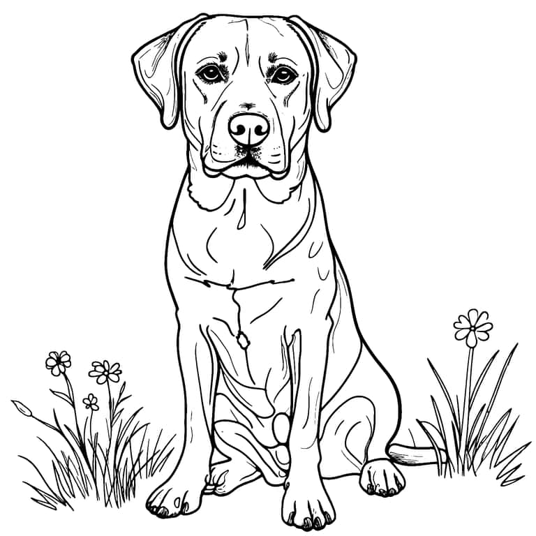 Realistic Dog Coloring Page