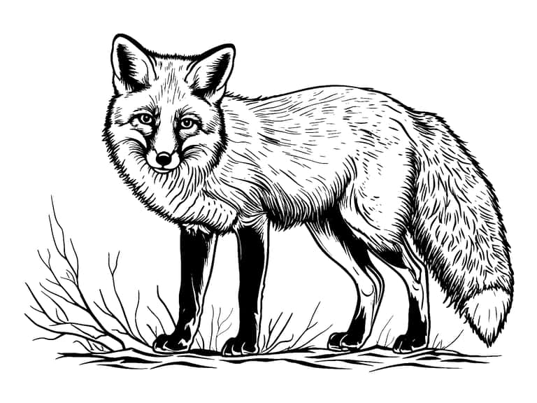 Realistic Fox Coloring Page