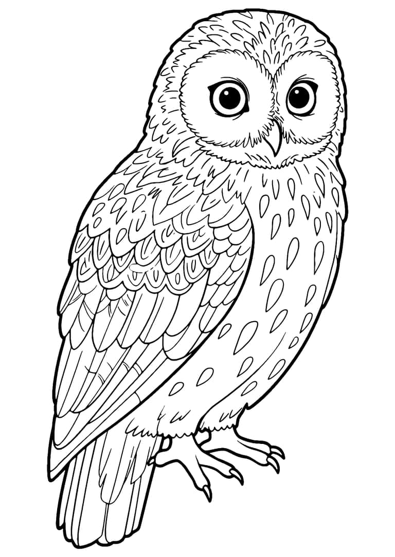 Realistic Owl Coloring Page