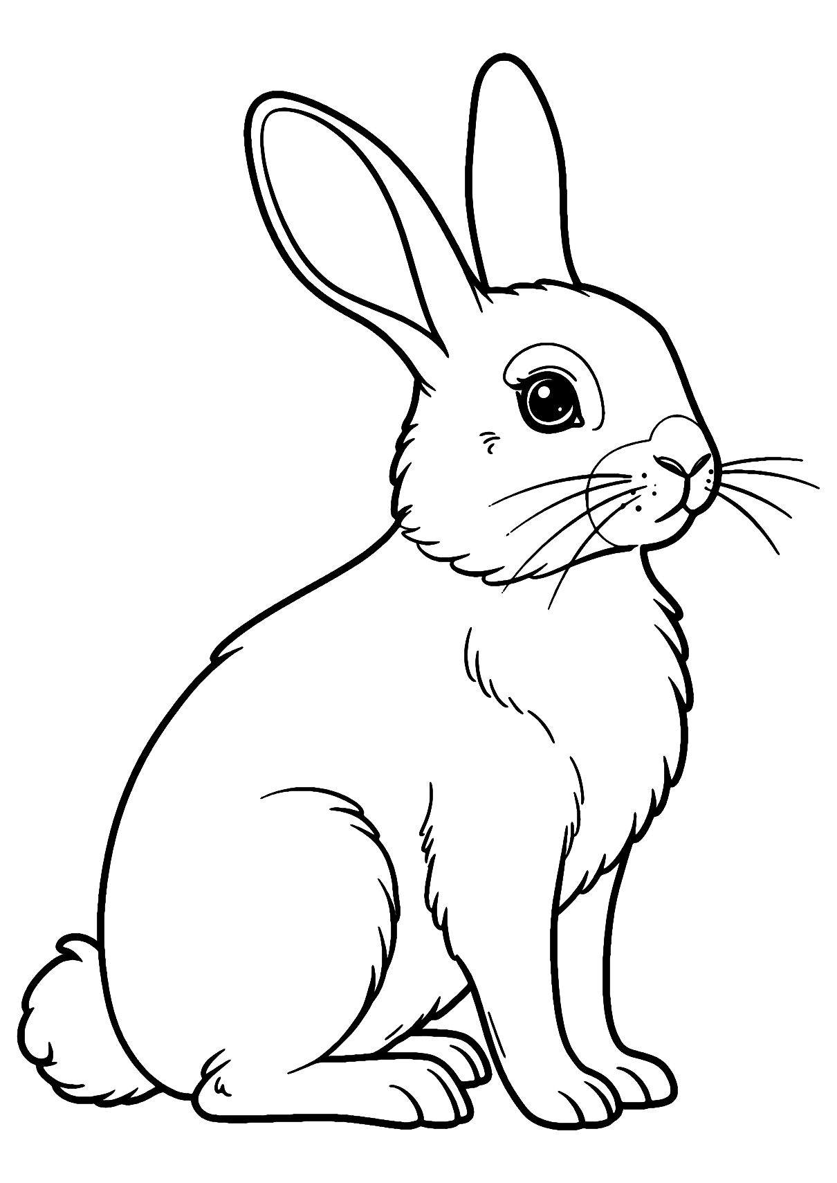 Realistic Rabbit Coloring Page