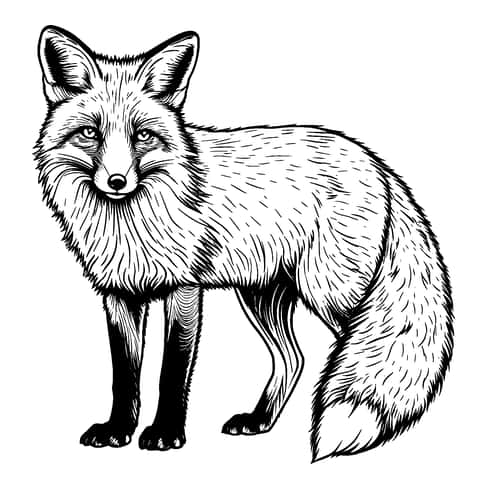 Realistic Red Fox Coloring Page