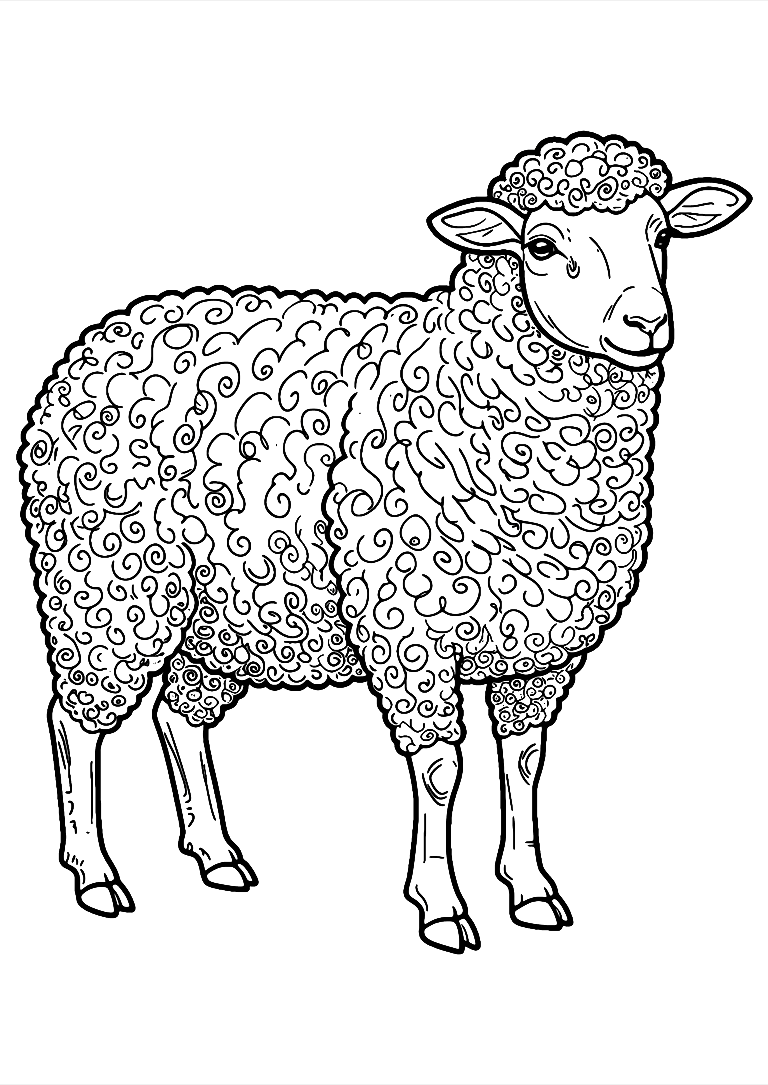 Realistic Sheep Coloring Page