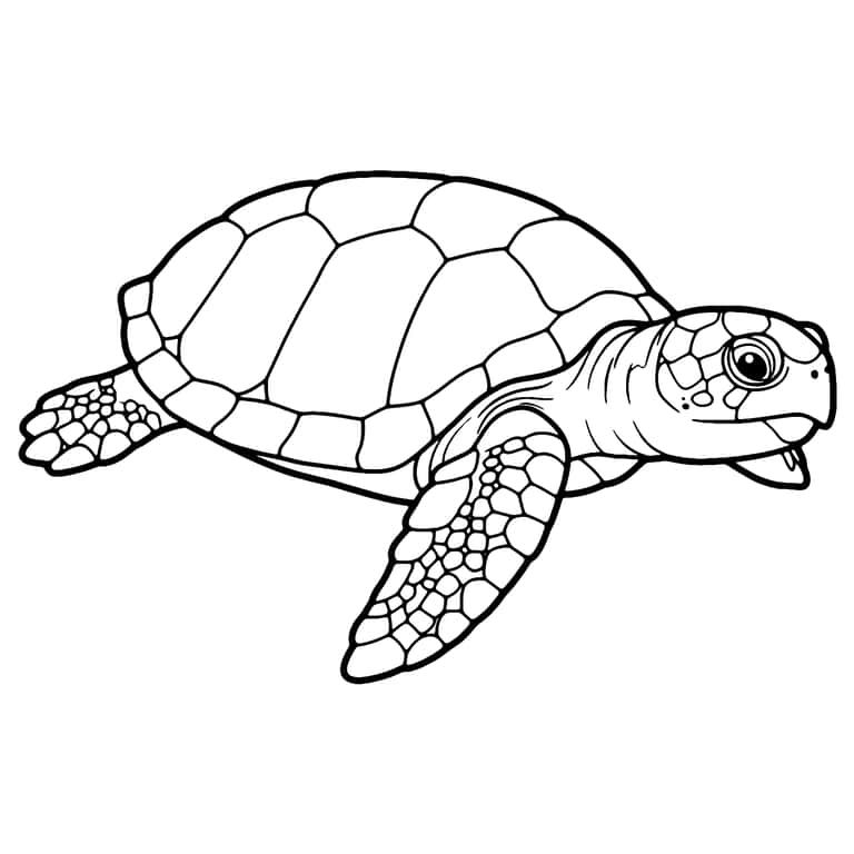 Realistic Turtle Coloring Page