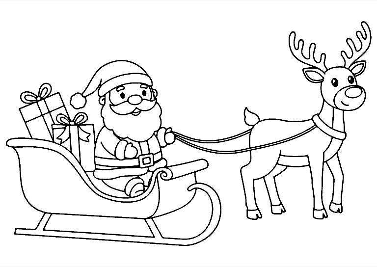 Desenho De Rena E Papai Noel Para Colorir