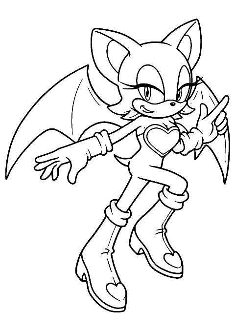 Rouge, a denevér ugrás közben Coloring Page