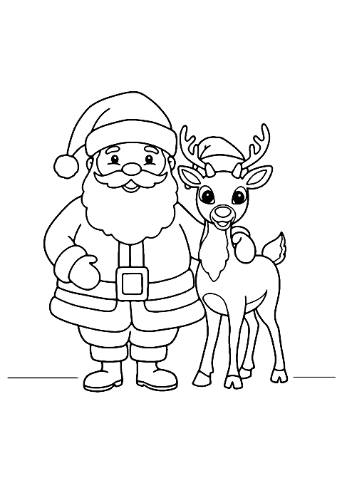 mikulás és rudolf Coloring Page