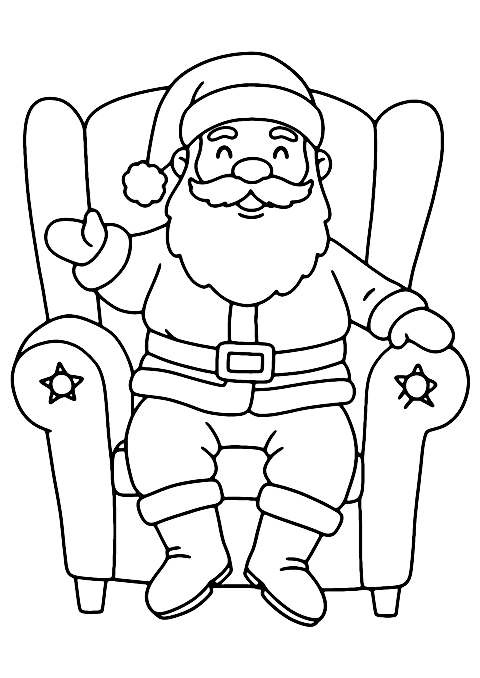 Santa on a chair Coloring Page