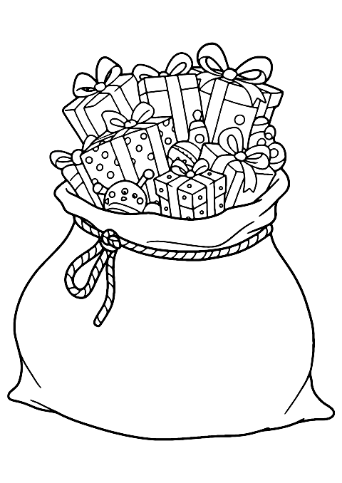 サンタの袋 Coloring Page