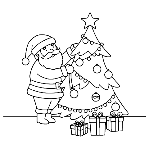 santa christmas tree Coloring Page