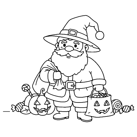 Père Noël Halloween Coloring Page