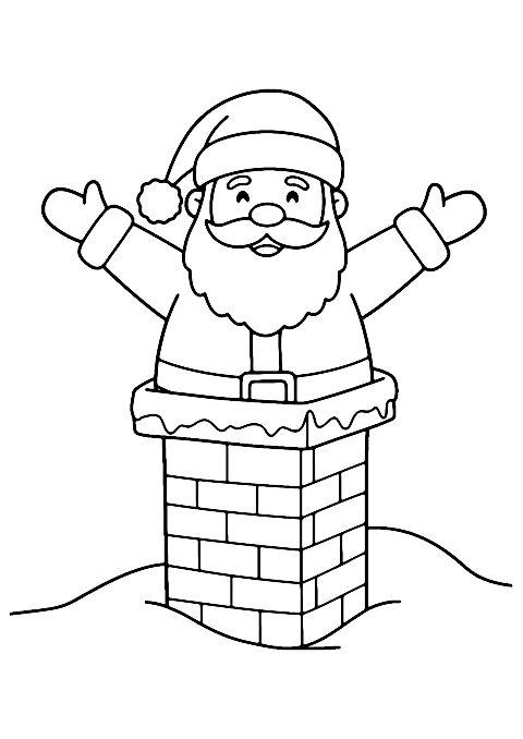 Mikulás a kéményben Coloring Page