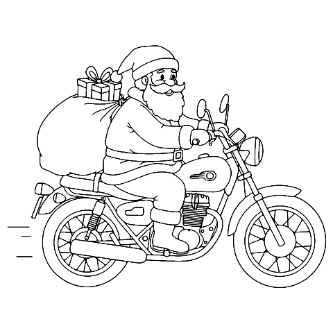 santa na motorce Coloring Page