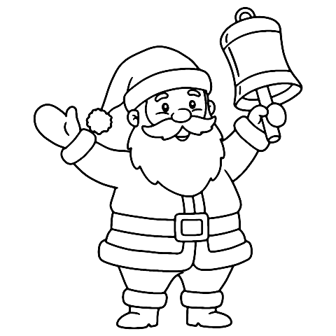 Santa shaking bell Coloring Page