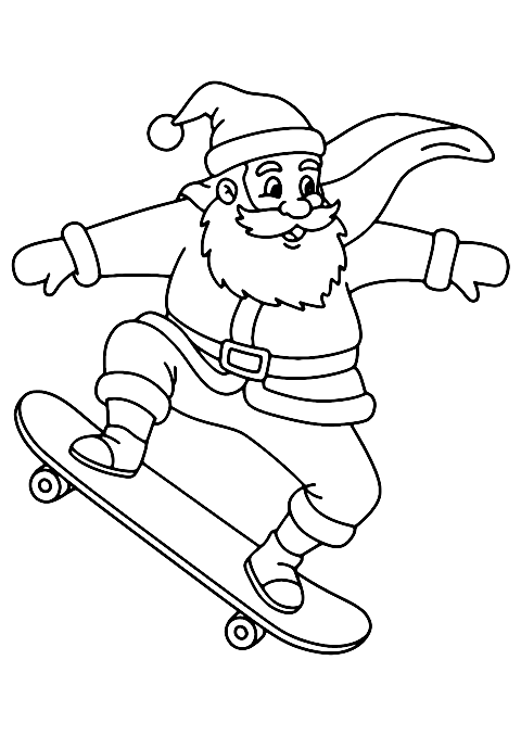 santa auf einem skateboard