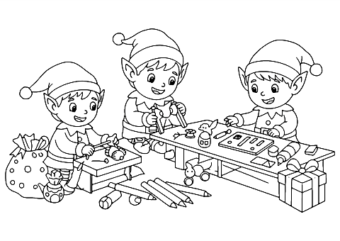 santa's elves Coloring Page