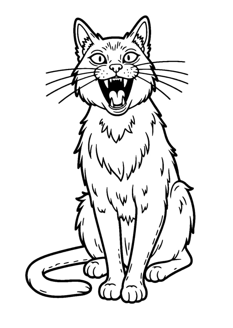 Desenho De Gato Assustador Para Colorir