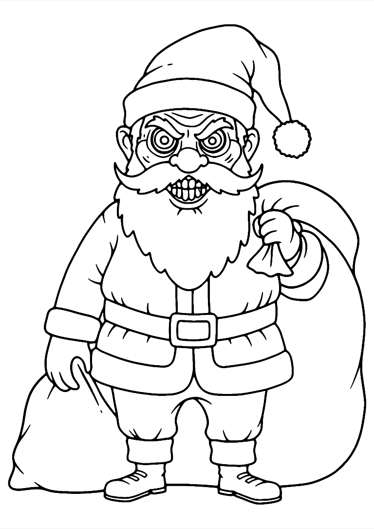 Coloriage Pere Noel Effrayant