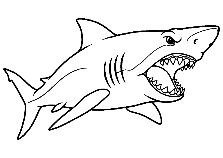 Scary Shark Coloring Page