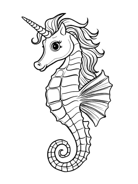 cavalluccio marino unicorno Coloring Page