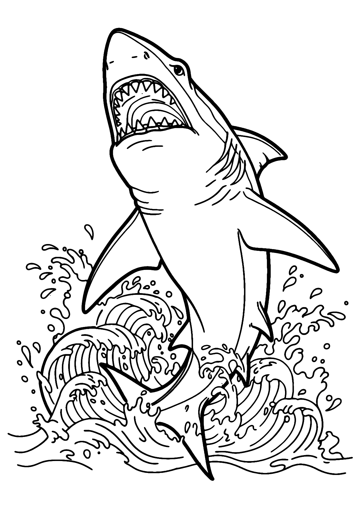 Shark Attack Coloring Page