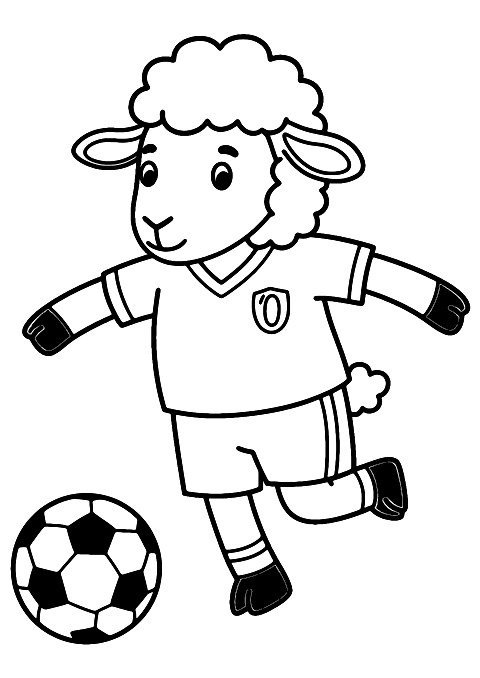 futbol oynayan koyun Coloring Page