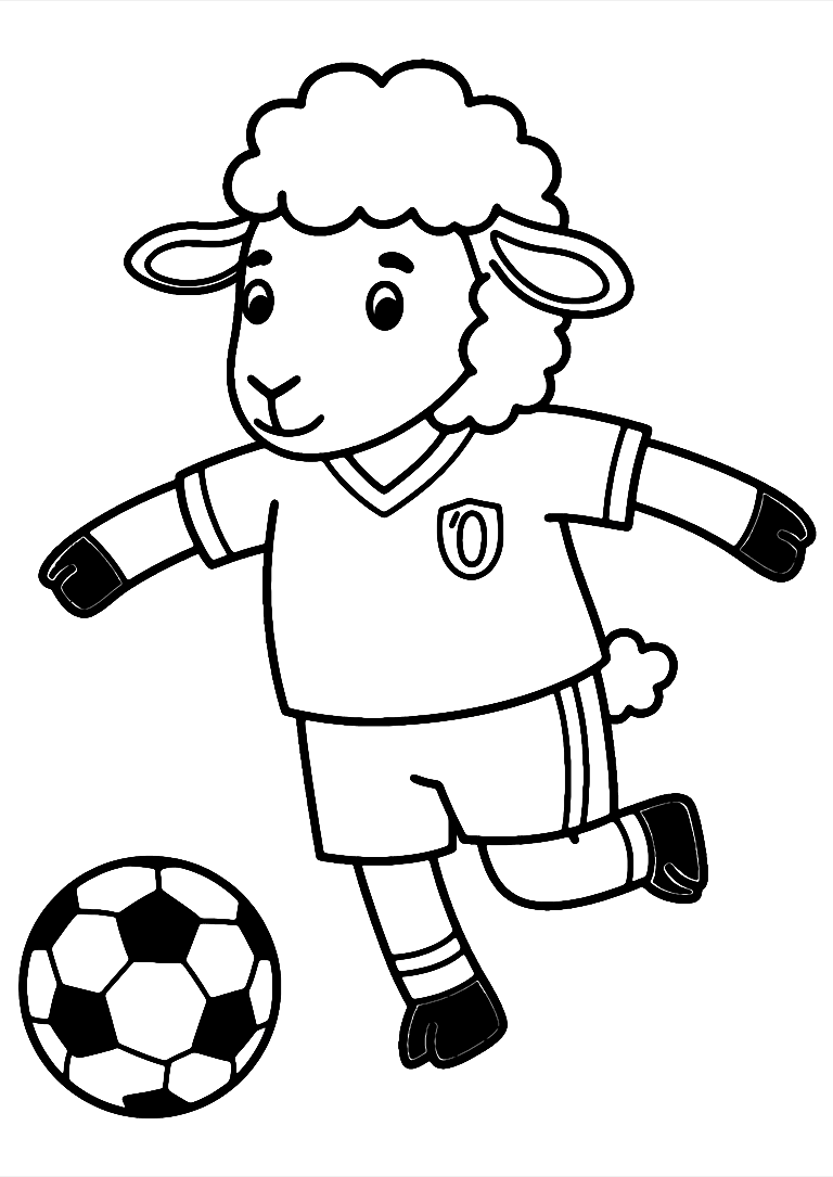 Sheep Playing Soccer Coloring Page