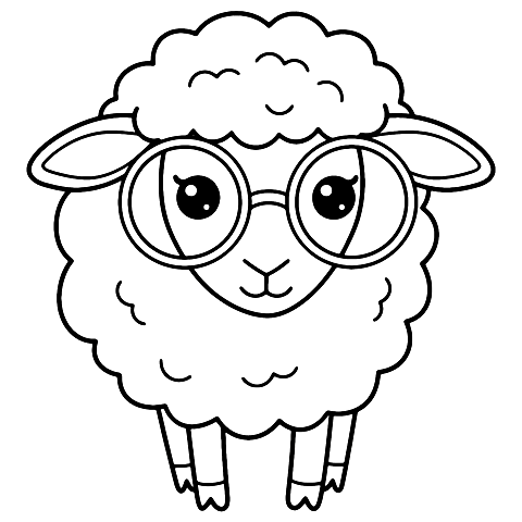 schaap met bril Coloring Page