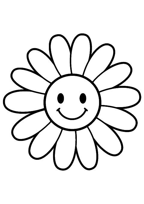 flor con cara sonriente Coloring Page