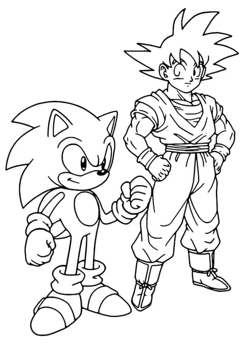 Sonic y Goku Coloring Page