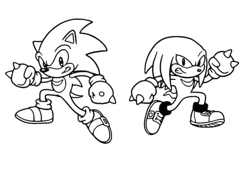 Sonic og Knuckles Coloring Page