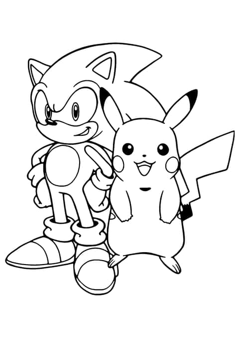 Sonic et Pikachu Coloring Page