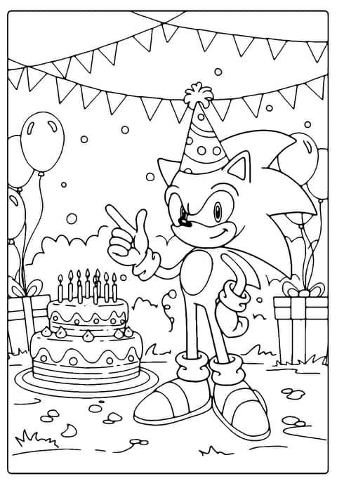 ソニックの誕生日 Coloring Page