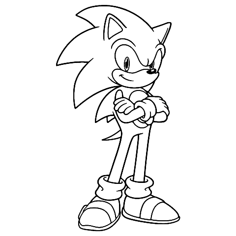 Sonic com os Braços Cruzados Coloring Page