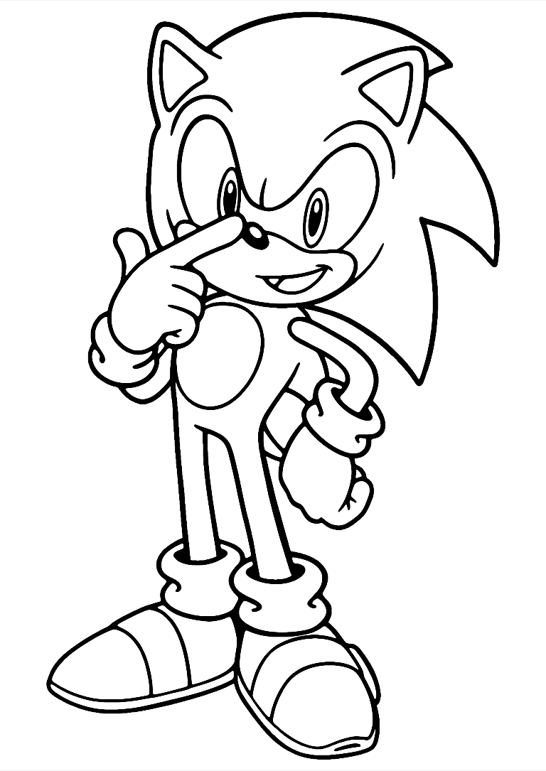 Dibujo De Sonic Se Toca La Nariz Para Colorear