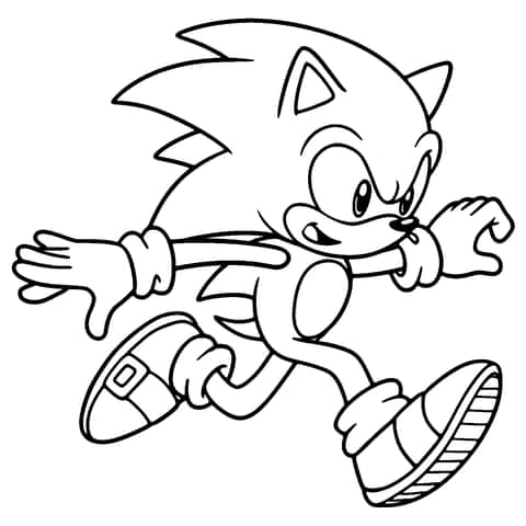 Sonic running Coloring Page