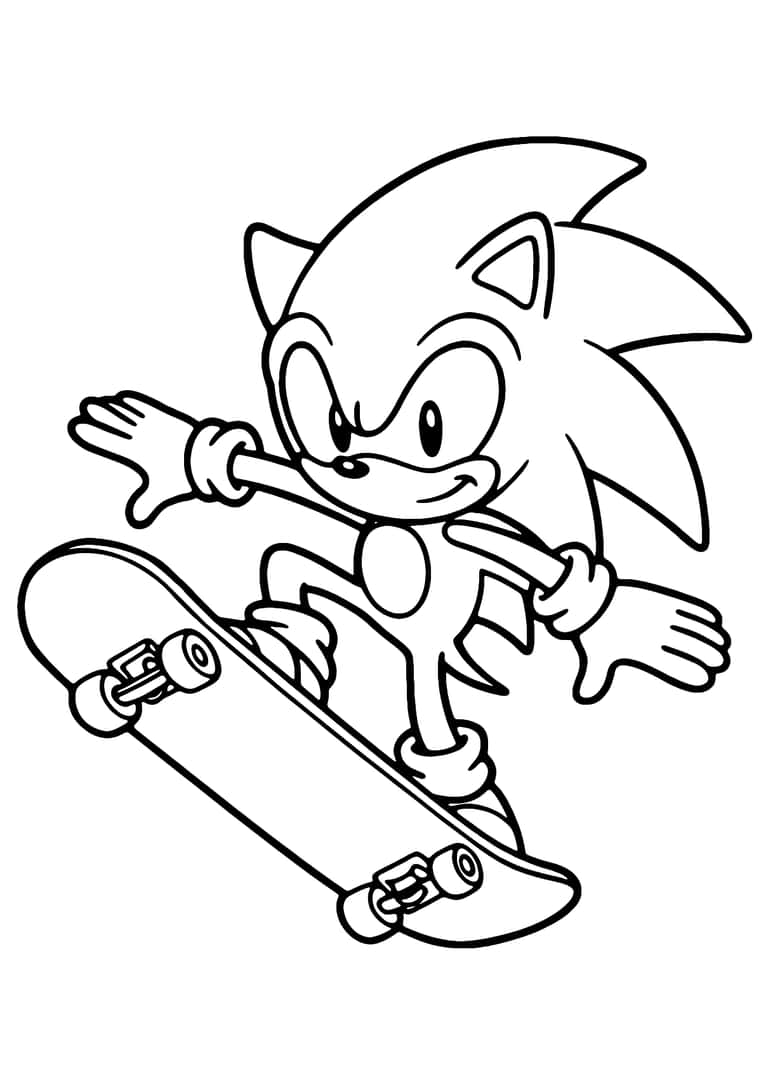 Sonic Skateboard Ausmalbild