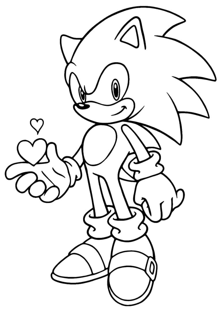 Dibujo De San Valentín De Sonic Para Colorear