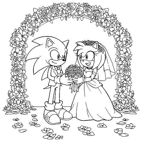 Pernikahan Sonic Coloring Page