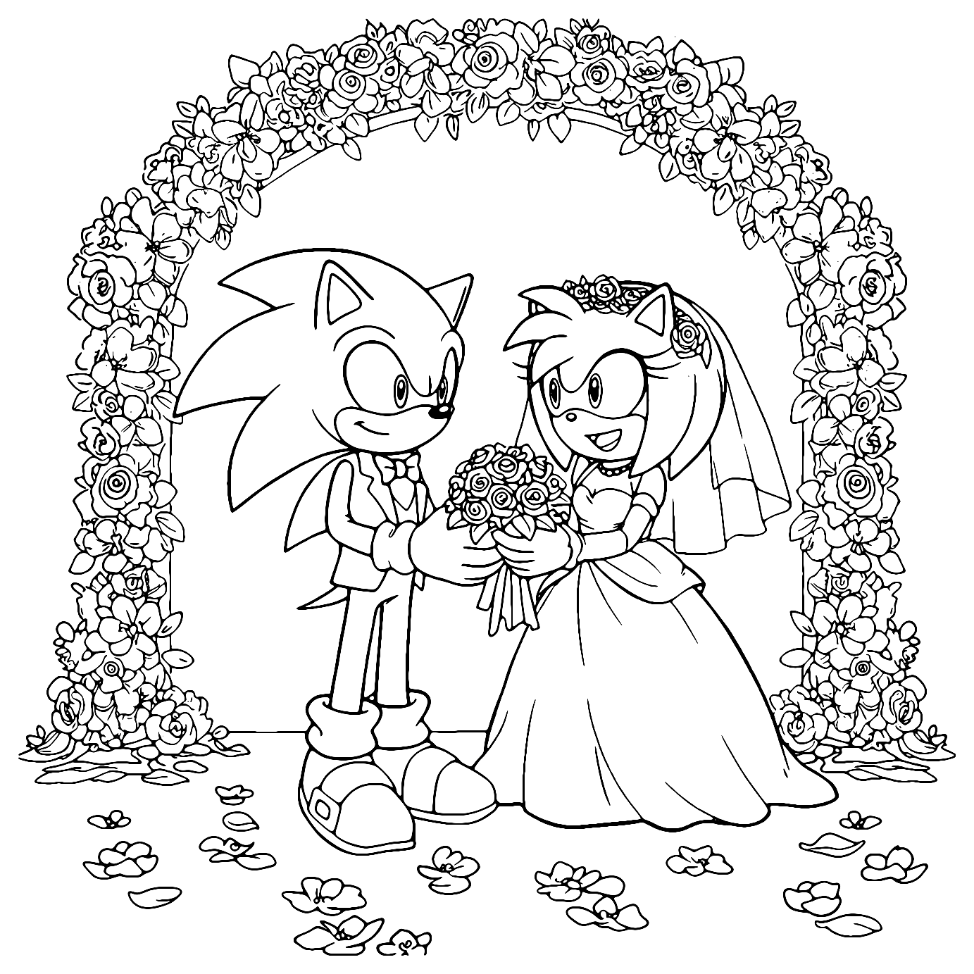  Boda De Sonic Para Colorear