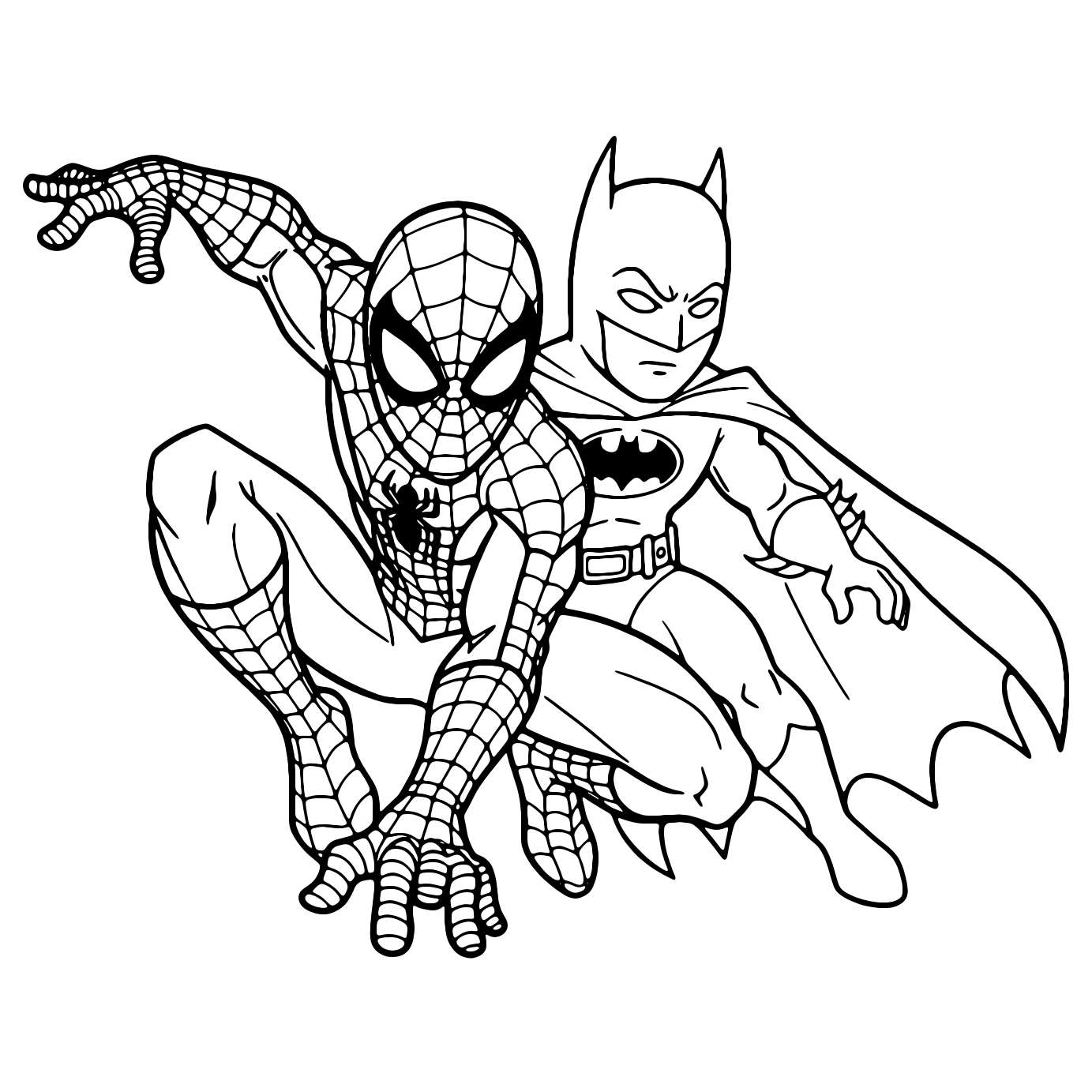 Spiderman And Batman Coloring Page