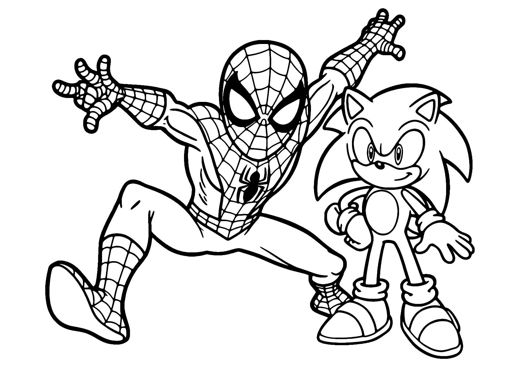 Spiderman And Sonic Coloring Page