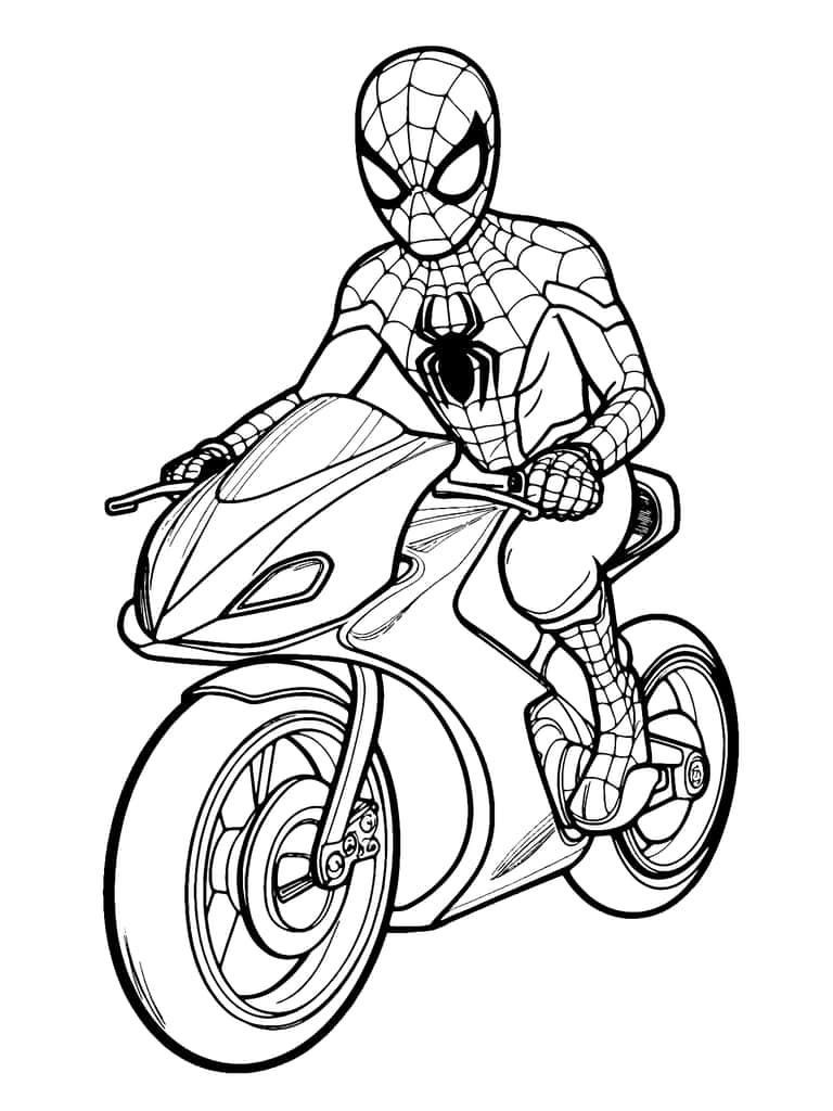 スパイダーマン バイク の塗り絵