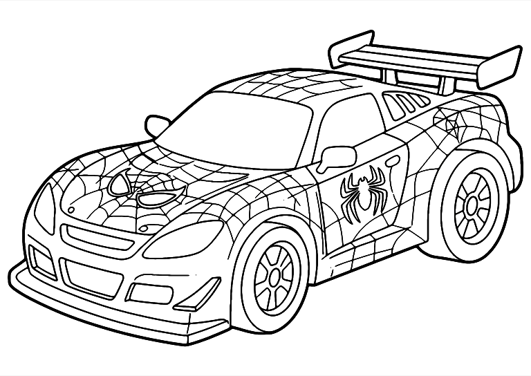 スパイダーマンの車 の塗り絵