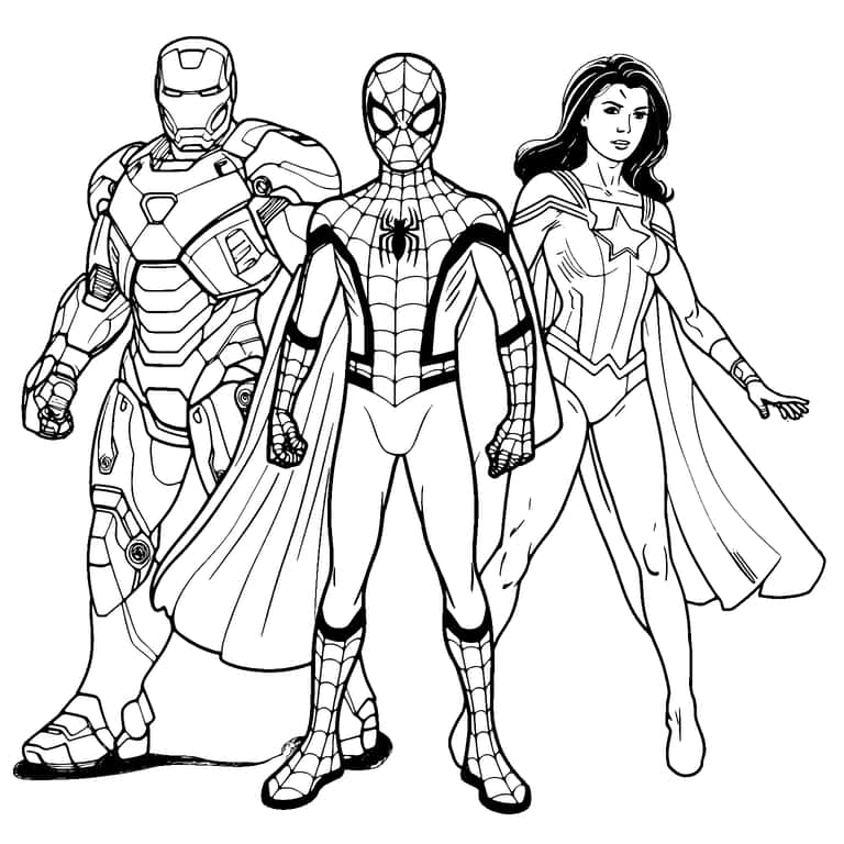 Spiderman Friends Coloring Page