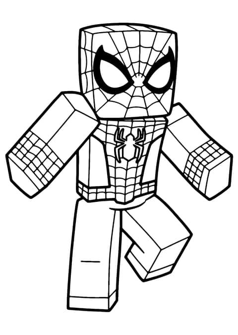 スパイダーマン マインクラフト Coloring Page