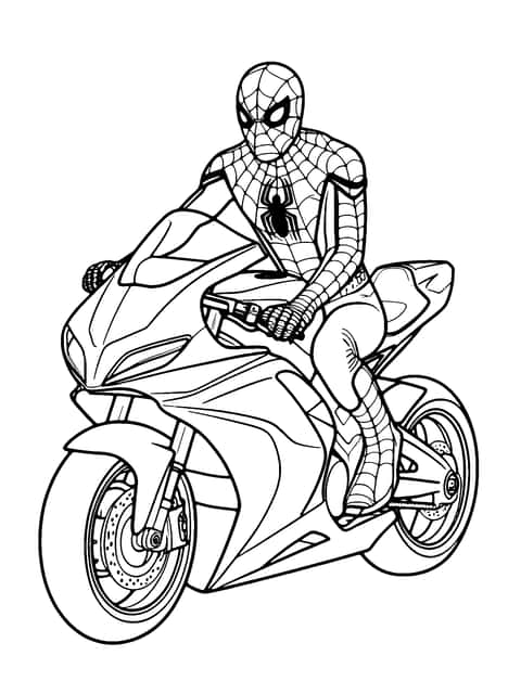 spiderman motorcycle Coloring Page